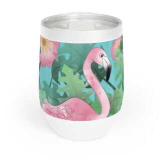 Tropical Flamingo And Flowers Art Insulated Hot And Cold Tumbler